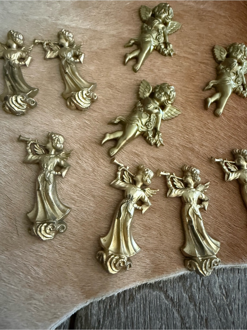Vintage 1930 W Germany Angel Flat Gold Decorative Accents Cake Toppers/Crafting